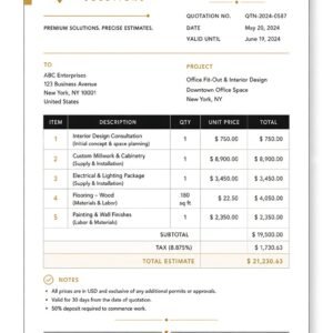 Professional Quotation Template – Editable Excel