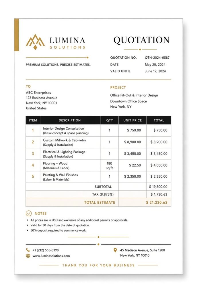 Professional Quotation Template – Editable Excel