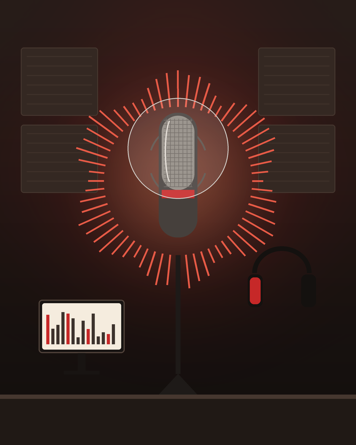 Studio microphone with sound waves, representing an independent artist's music