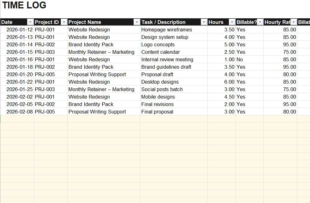 Project Time Log